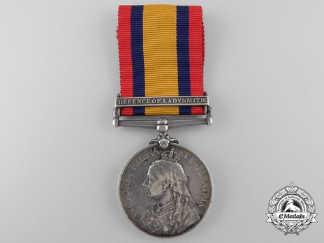 Silver Medal (with date removed, with "DEFENCE OF LADYSMITH" clasp) Obverse