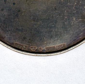 8th Size Silver Medal on Blue Ribbon (Carl XVI Gustaf stamped "MV A10") Detail