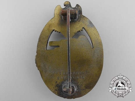 Panzer Assault Badge, in Bronze, by Frank & Reif Reverse