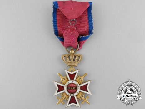 Order of the Romanian Crown, Type II, Military Division, Officer's Cross Reverse