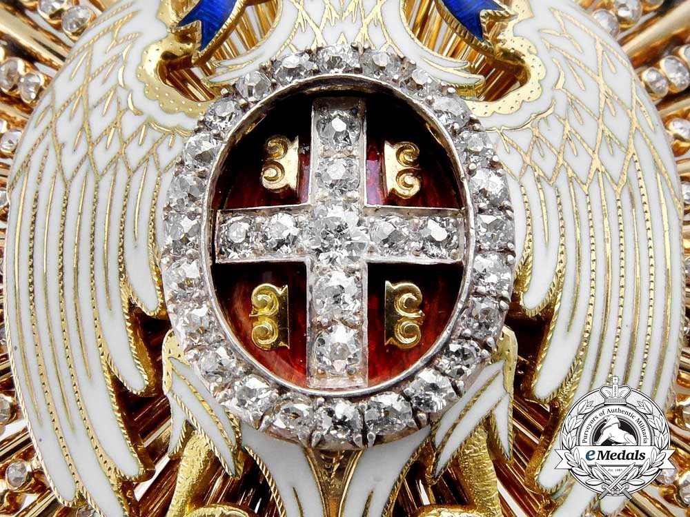 ORDER OF THE WHITE EAGLE BREAST STAR WITH SWAROVSKY CRYSTALS