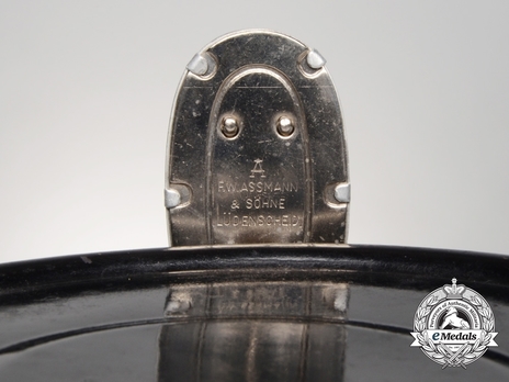 German Police NCO/EM's Black-Fitted Shako Cap Shako Plate Reverse Detail