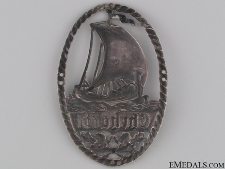 Marine Brigade Ehrhardt Sleeve Insignia (in silvered tombac) Reverse
