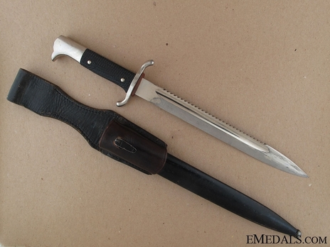 German Fire Protection Police NCO's Sawback Dress Bayonet Obverse with Scabbard