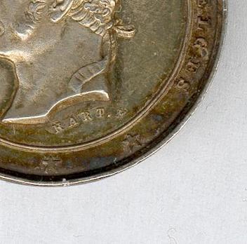 Silver Medal (with mural crown, stamped "HART F.," 1849-1865) Obverse Detail