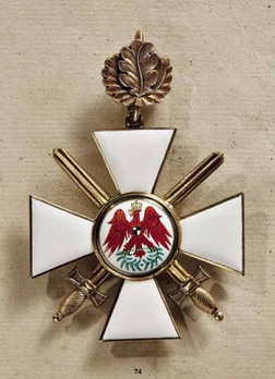 Order of the Red Eagle, Type V, Military Division, I Class Cross (with oak leaves, in silver gilt) Obverse