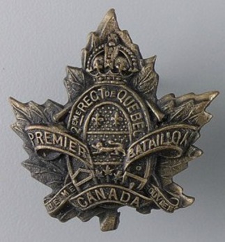 2nd Quebec Regiment 1st Depot Battalion French Legends Other Ranks Collar Badge Obverse