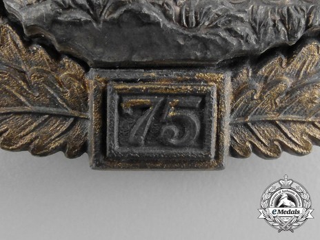 Panzer Assault Badge, "75", in Silver (by J. Feix) Detail