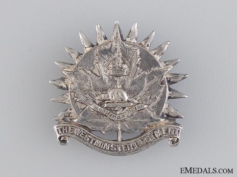 Westminister Regiment Officers Cap Badge Obverse