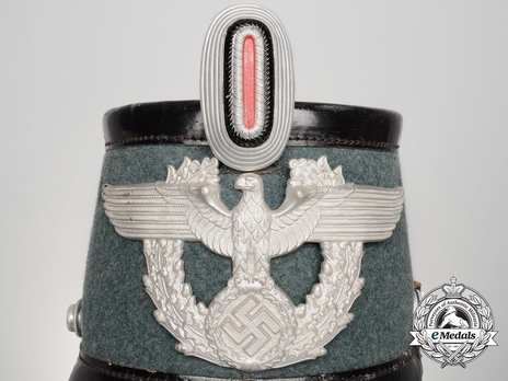 German Police NCO/EM's Black-Fitted Shako Cap Shako Plate Detail