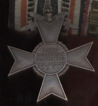 War Honour Cross of the Honour League of German World War Participants Reverse