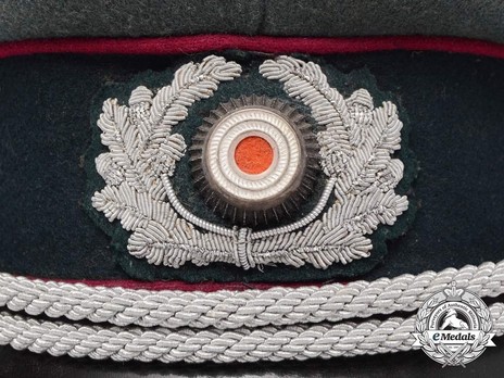 German Army Smoke & Chemical Officer's Visor Cap Wreath & Cockade Detail