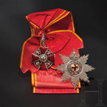 Order of St. Anne, Type II, I Class Set of Insignia in Diamonds