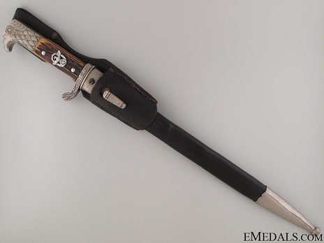 German Police Long Blade Dress Bayonet by E. & F. Hörster Obverse in Scabbard
