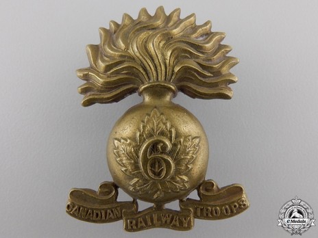 6th Battalion Railway Troops Other Ranks Cap Badge (with Grenade) Obverse