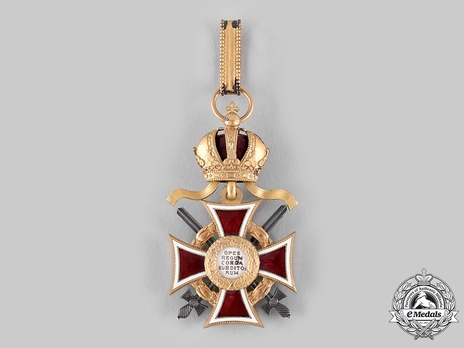 Order of Leopold, Type III, Military Division, Commander Cross (with lower class War Decoration and silver swords) Reverse