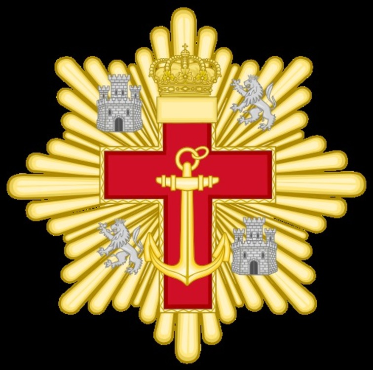 506px grand cross of the naval merit %28spain%29   red decoration.svg