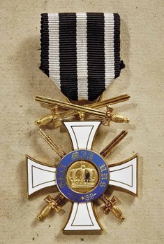 Order of the Crown, Military Division, Type II, III Class Cross (with double swords) Obverse