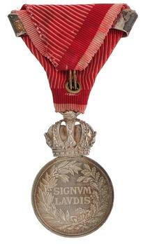 Silver Medal (with Franz Joseph, second award clasp, & swords) Reverse