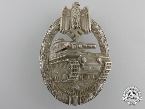 Panzer Assault Badge, in Silver, by C. E. Juncker (in tombac) Obverse