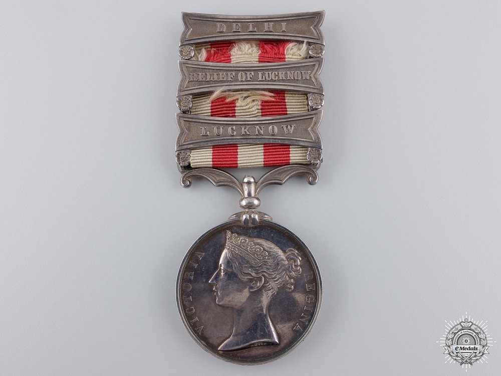 Silver medal with 3 clasps stamped w. wyon r.a. l.c. wyon obverse