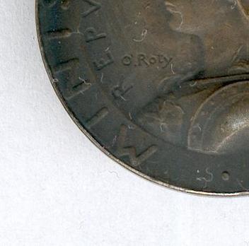 Silver Medal (stamped "O.ROTY," 1896-) Obverse Detail