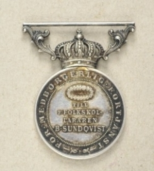 8th Size Silver Medal On Ribbon Reverse