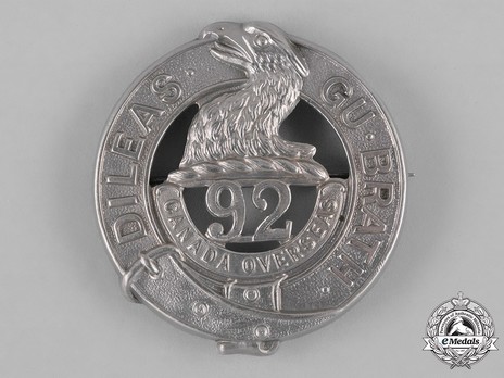 92nd Infantry Battalion Other Ranks Glengarry Badge Obverse