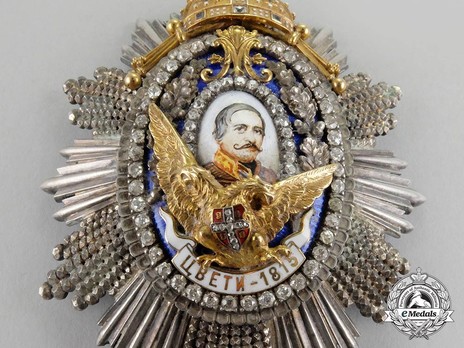 Order of Milos the Great, I Class Breast Star (with diamonds) Obverse