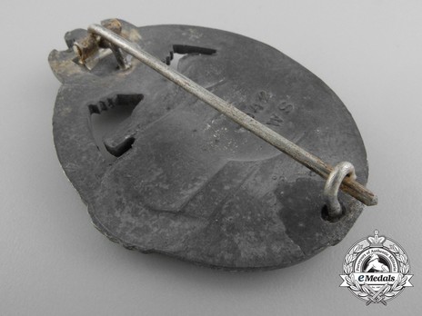 Panzer Assault Badge, in Silver, by A. Wallpach Reverse