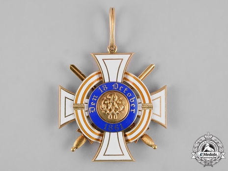 Order of the Crown, Military Division, Type II, I Class Cross (with ORE ribbon & swords) Reverse