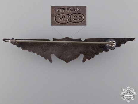 Pilot Wings (with sterling silver) (by William Link, stamped "W CO") Reverse