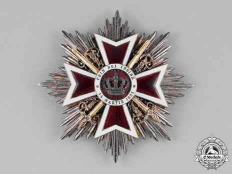 Order of the Romanian Crown, Type I, Military Division, Grand Cross Obverse