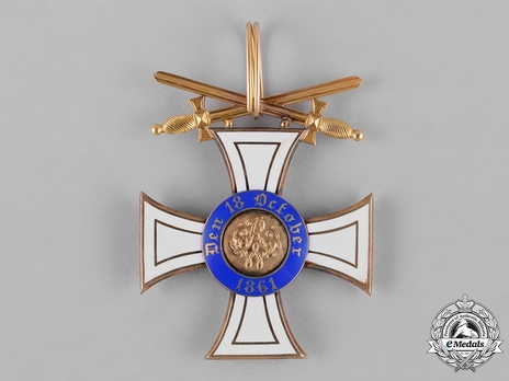 Order of the Crown, Military Division, Type II, II Class Cross (swords on ring, in silver gilt) Reverse