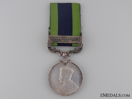 Silver Medal (with "NORTH WEST FRONTIER 1935" clasp) Obverse