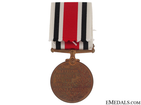 Bronze Medal (with "THE GREAT WAR 1914-18" clasp and 2 "LONG SERVICE" clasps, with King George V crowned effigy) Reverse