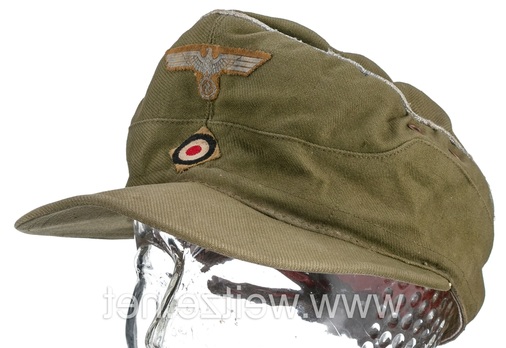 German Army Officer's Tropical Visored Field Cap M43 without Soutache Profile