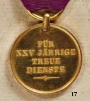 Wilhelm Long Service Medal, Type III, in Gold Reverse