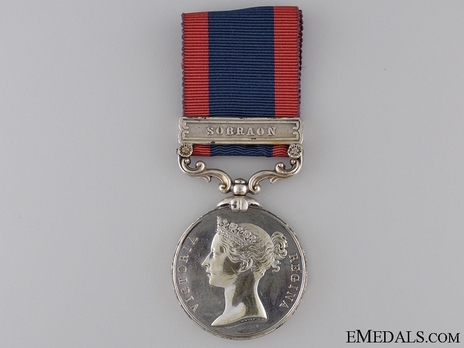 Silver Medal (for the Battle of Moodkee, with "SOBRAON" clasp) Obverse