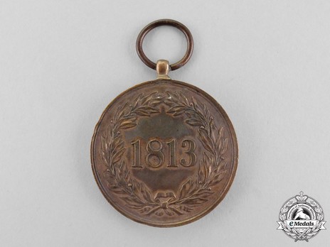 Commemorative War Merit Medal, 1813 (in bronze) Reverse