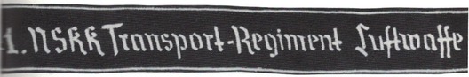 1. NSKK Transport-Regiment Luftwaffe Cuff Title Obverse