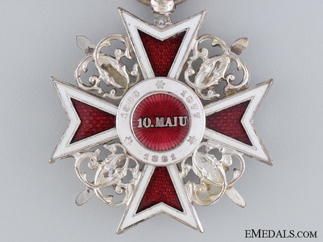 Order of the Romanian Crown, Type I, Military Division, Knight's Cross Reverse
