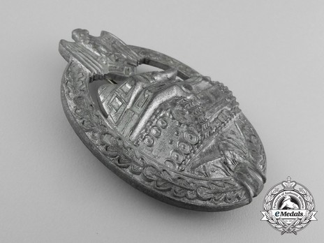 Panzer Assault Badge, in Silver, by Unknown Maker: AS in Triangle Obverse