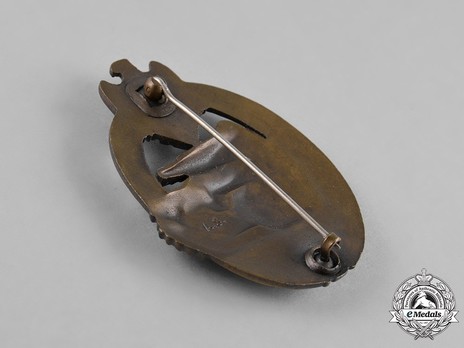 Panzer Assault Badge, in Bronze, by A. Scholze Reverse
