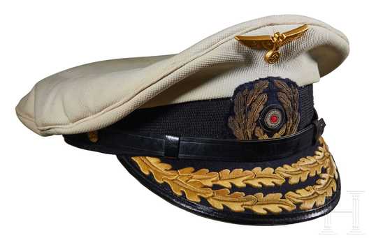 Afrikakorps Kriegsmarine White Admiral Rank Visor Cap Profile Right