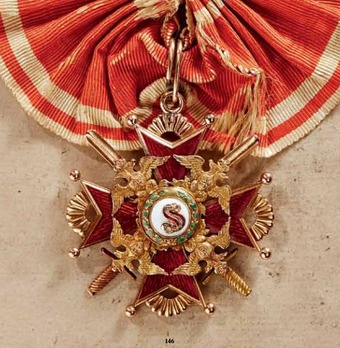 Order of Saint Stanislaus, Type I, Civil Division, II Class Cross (with swords, post 1855) Obverse
