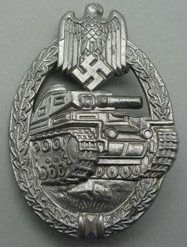 Panzer Assault Badge, by Unknown Maker: Scooped Out Flat Back Obverse