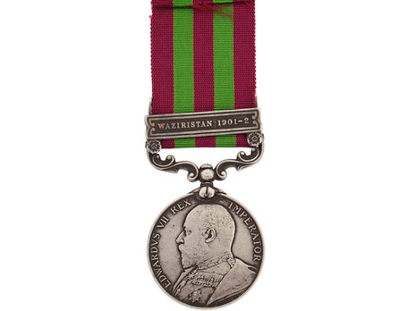 Silver Medal (with "WAZIRISTAN 1901-02" clasp)  (1901-) Obverse