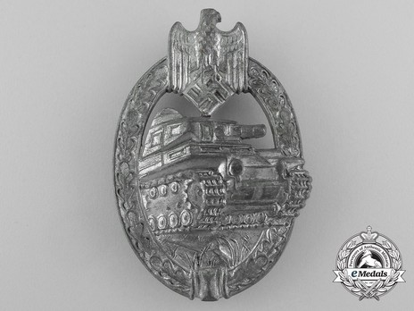 Panzer Assault Badge, in Silver, by Unknown Maker: AS in Triangle Obverse