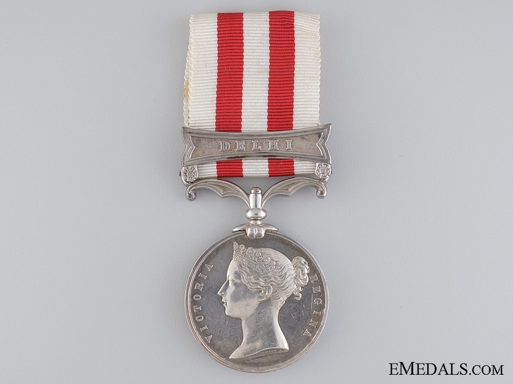 Silver medal with delhi clasp stamped w. wyon r.a. l.c. wyon obverse